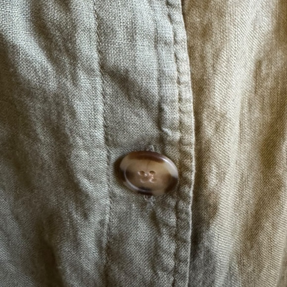 Talbots Linen Olive Green Crop Short Sleeve Tie Top size Large - Picture 7 of 8